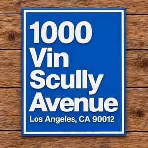 Los Angeles Dodgers Stadium Address Sign 1000 Vin Scully Avenue Baseball